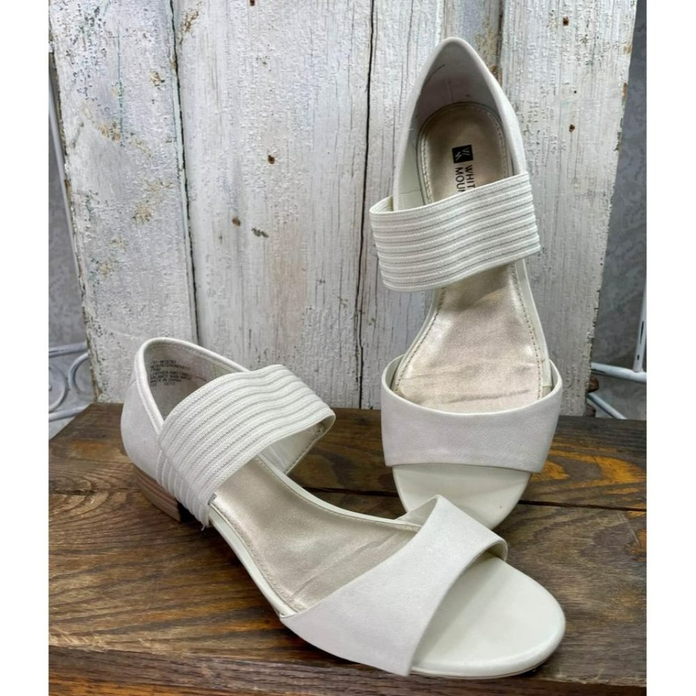 White Mountain Sandals Ivory Leather Slip-On Cushioned Insole | Woman’s Size 7.5